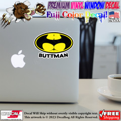 Buttman Batman Parody Funny Full Color Car Truck Window Vinyl Decal Sticker.