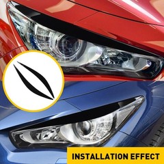 2-20 Headlight Eyelid Trim Cover Eyebrow for Infiniti Q50 2014-2023 Glossy Black