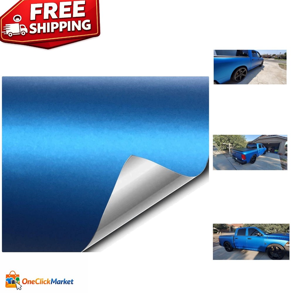Satin Metallic Blue Automotive Vinyl Wrap 1/2ft x 5ft – Easy Install