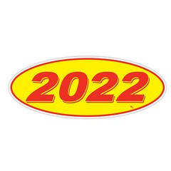 CAR DEALER Versa Tag – MODEL YEAR OVALS RED AND YELLOW CAR DEALER LOT