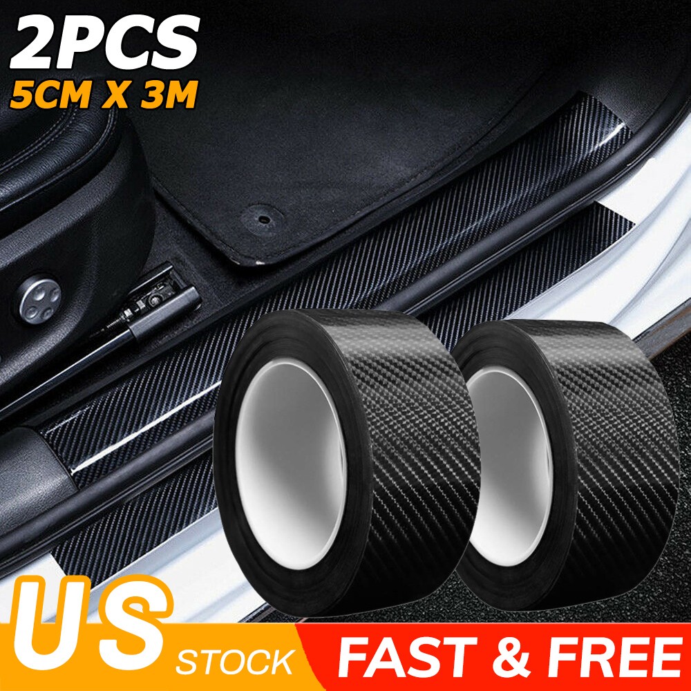 2x Nano Sticker Fiber Protector Sill Scuff Cover Anti Scratch Strip Car Door New