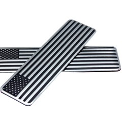 Aluminium USA American Flag Sticker Decal Auto Car Truck Emblem 3D Metal 2PCS