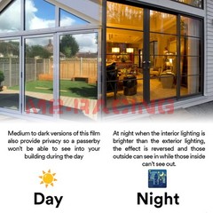 Rose Gold Chrome Window Tint One Way Mirror Film UV Heat Reflective Home Office