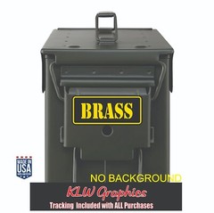 Brass Ammo Can Box Decal Gun safety Hunting CALIBER Vinyl Decal Sign Range 9mm
