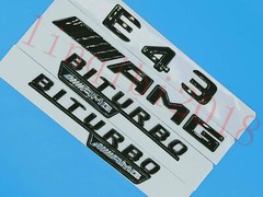 Flat Gloss Black E43 AMG BITURBO Trunk Embl Badge Sticker for 2017 Mercedes Benz