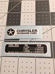 Chrysler Outboard Corp and Fuel Mix Decals Flexo Vintage Mini Bike Set 2