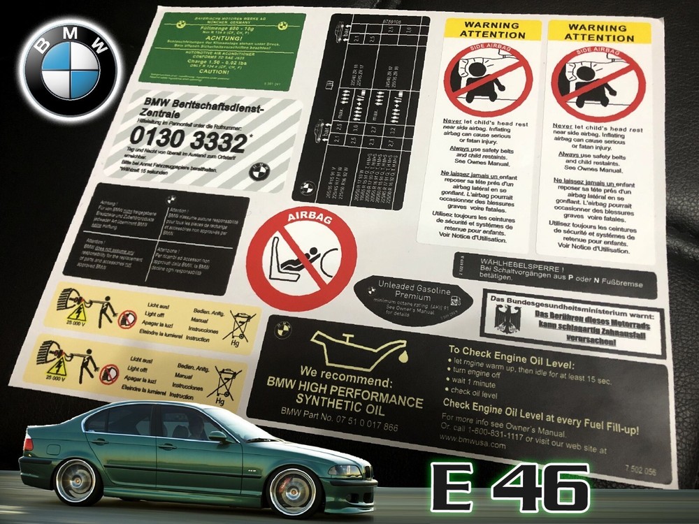Decal Set Stickers For Bmw E46 3 Series 320 325 M3 All Models Best Quality