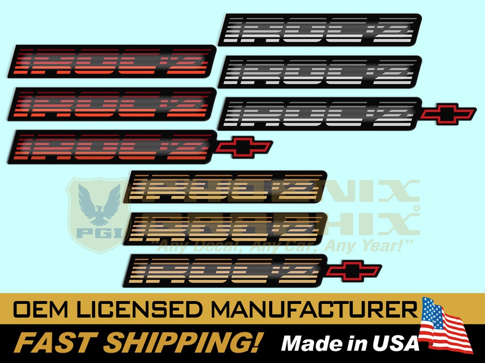 1988 1989 1990 IROC-Z Z28 Rocker Panel Fender & Rear Bumper Emblems Kit 3 Pieces
