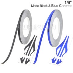 1/8″ 3mm Matte Black & Blue Chrome Pinstriping Pin Stripe Vinyl Decal Sticker