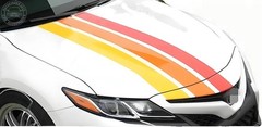 Graphics Tricolor Racing Stripe Decal For Toyota Camry Hood Roof Rear Stickers