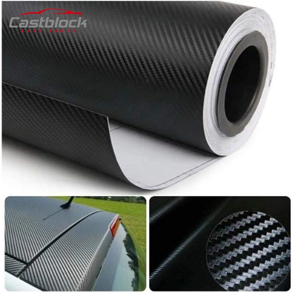 12″ x 60″ Black Carbon Fiber Vinyl Film Wrap 3D Bubble Free Air Release