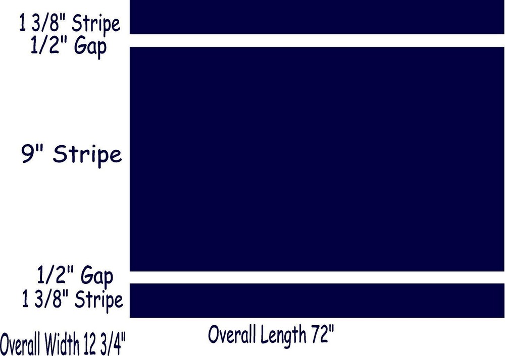 12 3/4″ x 72″ w/ 1 3/8″ Stripes Racing Stripe Vinyl Decal for Cars R.V’s etc.