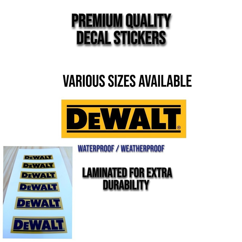 DeWalt Tools Vinyl Sticker Decal Tool Box Garage Truck Bumper Water Resistant