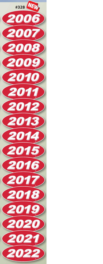 Versa Tag MODEL YEAR OVALS 4 DIGIT WHITE AND RED CAR AUTO DEALER LOT DEALERSHIP