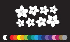 8 Plumeria Flowers Lei Window Sticker Vinyl Decal Hawaii Aloha Tropical Flower