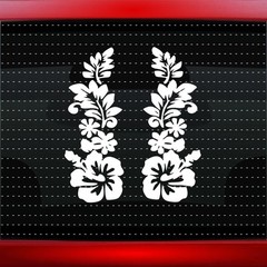 Hibiscus #4 Pair Hawaiian Flower Cute Car Decal Window Sticker (20 COLORS!)