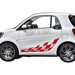 Fit For Mercedes Benz Smart Fortwo Car Sticker Racing Flag Stripe Graphics Decal