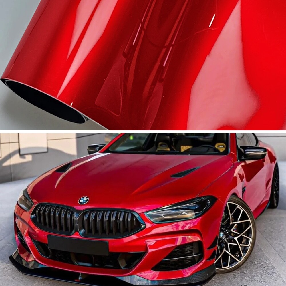 108″ x 60″ Premium Super Gloss Metallic Red Vinyl Film Wrap Sticker 9ft x 5ft
