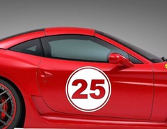 2x Rally Racing Custom Number Circle Decal Auto Car Race Sport Sticker