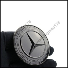 Glossy Black Flat Front Hood Paste Emblem AMG Laurel Wreath Badge For