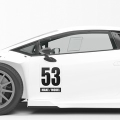 Custom Number Name Model Sticker Glossy Matte Magnet For Car Track Day WH x2