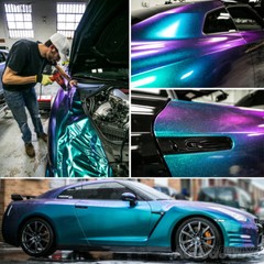 2ft x 10ft Gloss Metallic Chameleon Purple Teal Vinyl Film Wrap Air Bubble Free