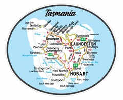 Tasmania Australia Map Decal Sticker Caravan RV sticker decal, road map
