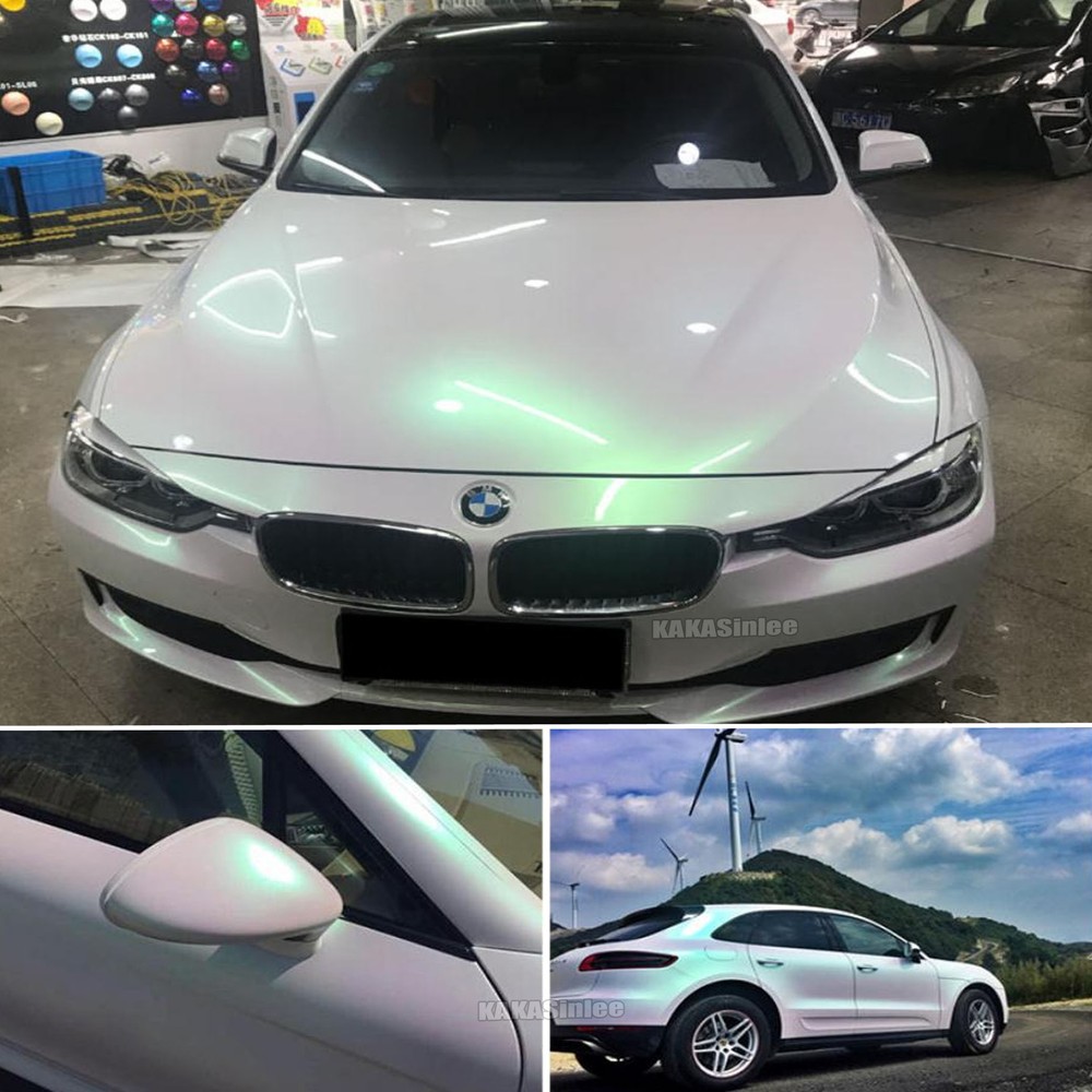 50FT X 5FT Car Wrap Flat Dawn White Stretch Pearl Metal Chrome Vinyl Sticker US