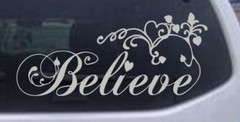 Believe Christian Car Window Wall Laptop Decal Sticker — Silver 5in X 11.4in