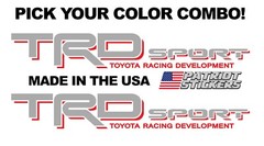 Pair (2) TRD Sport Stickers Decals, Fits Toyota Tacoma, Tundra, 4Runner, FJ