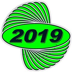 Chartreuse Green Black 2019 Oval Model Stickers for Windshield 12 Pack