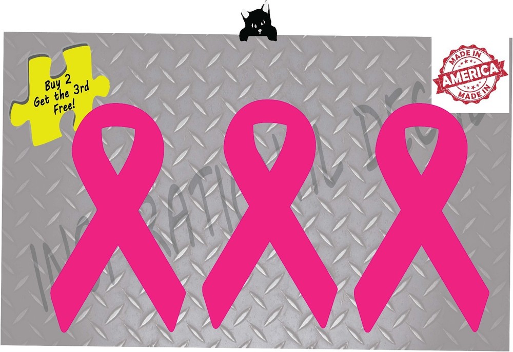 Breast Cancer Pink Ribbons (3) Pack Size 1″ x 1.7″ Decal Sticker p294