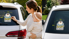 Baby On Board Car Sticker Vinyl Decal Emblem 7 x 8 Inch Size with Variations