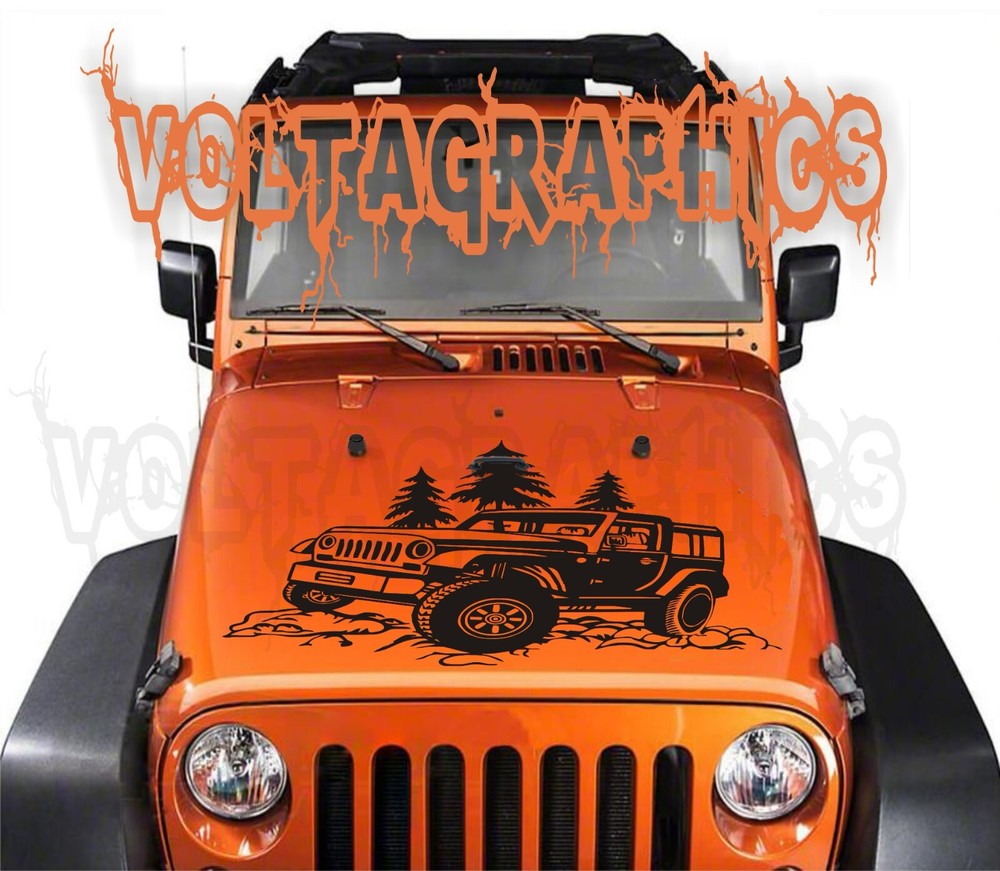 Vinyl Hood Decal for Jeep Wrangler/Gladiator Forest Passage Mountains hood decal