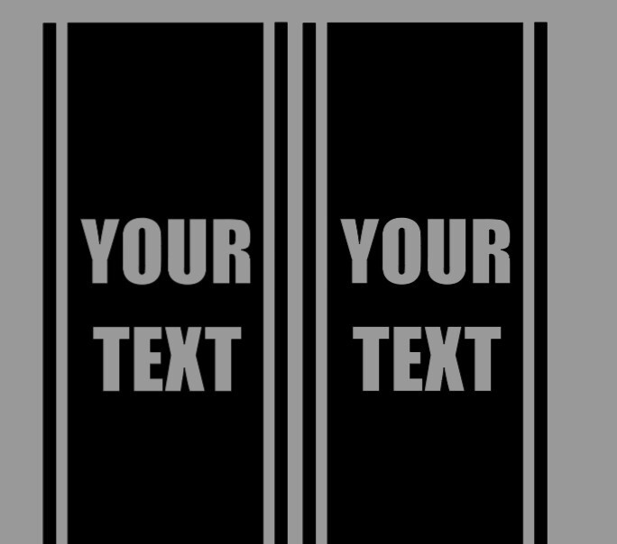 Customize with YOUR TEXT bedside Stripe decals, 10″ x 46″, Set of 2