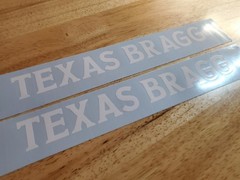 texas bragg trailer DECALS STICKERS GLOSS white 8″ (2) FAST USA