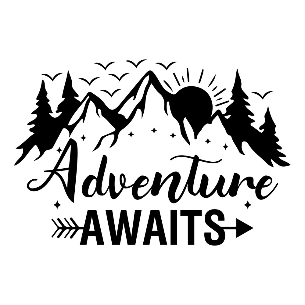 Adventure Awaits Outdoor Theme Premium Customizable Vinyl Decal Waterproof