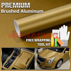 Premium Gold Brushed Aluminum Steel Vinyl Wrap Sticker Film Decal Air Release