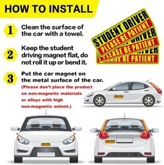 Reusable Student Driver Car Magnet – 3 PCS for Increased Visibility & Safety