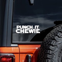 Two 7″ Punch It Chewie TWO White Vinyl Decals Car Truck Windows