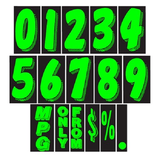 EZ 7 1/2″ Chartreuse Vinyl Windshield Numbers Digits Car Lot Pricing Stickers