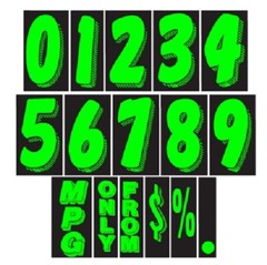 EZ 7 1/2″ Chartreuse Vinyl Windshield Numbers Digits Car Lot Pricing Stickers