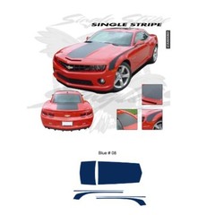 Chevrolet Camaro 2010-2013 Hood Rear Deck Side Stripes Graphic Kit – Blue