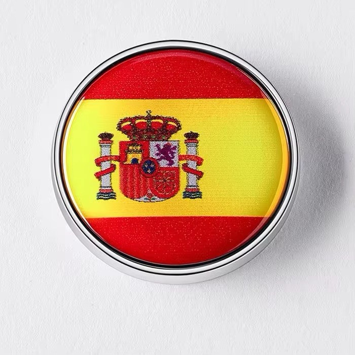 Spanish Flag Circular Metal Emblem Badge Spain ESP Sticker Free Shipping!