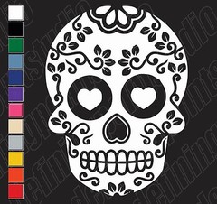 sugar skull heart vinyl decal sticker car/laptop/window/any smooth surface