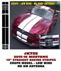 K725 2015-2017 Mustang – 10″ LEMANS DUAL RACING STRIPE KIT – COUPE – LOW WING