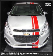 Chevrolet Spark 2013 2014 2015 Over-The-Top Offset Stripes Decals (Choose Color)