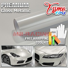 Gloss Metallic Silver Fox Gray PPF TPU Paint Protection Film Dry Wet Vinyl Wrap