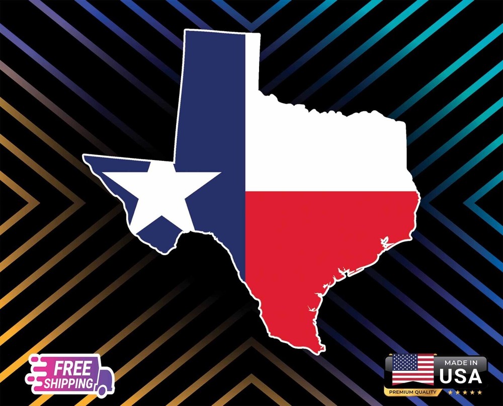 TEXAS STATE MAP FLAG USA, STICKER, DECAL, 6 YR VINYL TRUCK CAR