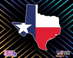 TEXAS STATE MAP FLAG USA, STICKER, DECAL, 6 YR VINYL TRUCK CAR